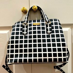 Kate, spade cream and black window pane purse/satchel